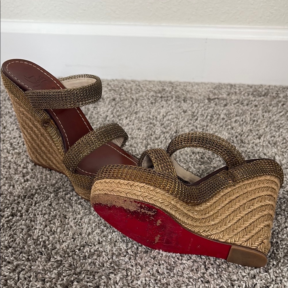 Christian Louboutin Stylish Woven Wedge Sandals